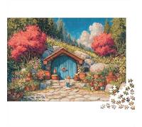 Rustic Forest Cottage Jigsaw Puzzle for Adults 1000 Piece Jigsaw Puzzle Paper Garden Scene Puzzle Game for Family Relaxation Home Decor Gift 70x50cm/1000pcs