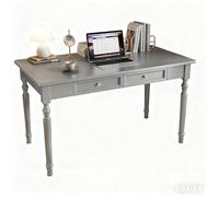 Rustic French Country Desk - 47" Farmhouse Computer Table with Storage Drawers for Home Office Living Room or Workspace - Elegant Grey Finish Vintage Charm