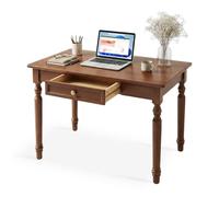 Rustic French Country Writing Desk - Solid Wood Cuter Table with Ders for Home Office Bedroom & Study Cact Walnut h 31"x30"x24"Perfect for Smals