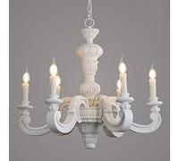 Rustic French Wood Carving Old Chandelier Living Room Dining Room Bedroom Clothing Store Decorative Lamps(5 Heads-White), JYLSSKUK, 6 Lights White