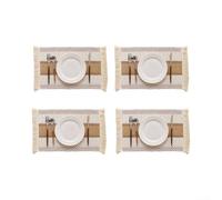 Rustic Fringe Placemats 4-Pack for Cottage Dining(Khaki)