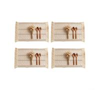 Rustic Fringe Placemats 4-Pack for Cottage Dining(White)