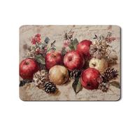 Rustic Fruits Dish Drying Mats For Kitchen Counter, Vintage Red Fruits Absorbent Rubber Dish Drainer Mat, Autumn PU Leather Drying Pad For Coffee Bar 18x24 Inch