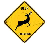 Rustic Funny Aluminum Warning Deer Crossing Sign Slow Down Beware of Deer Xing Novelty Gift for Deers Lover Fall Christmas Yard Garden Patio Outdoor Decor 30x30 CM Rust Free Metal Plaque