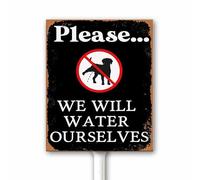 Rustic Funny No Dog Poop Pee Metal Sign for Yard - We Will Water Ourselves - Please Keep Dogs Off Lawn Sign - Dog Pee Warning Heavy Duty Aluminum Plaque Fade Resistant 20x30 CM (Black)
