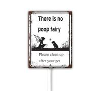 Rustic Funny Poop Fairy Yard Sign Dog Poop Yard Sign With Stake, No Dog Poop Lawn Signs, No Pet Poop Signs For Yard Sturdy Aluminum Sign Waterproof, Easy Install Outdoor Use 12X15CM