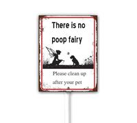 Rustic Funny Poop Fairy Yard Sign Dog Poop Yard Sign With Stake, No Dog Poop Lawn Signs, No Pet Poop Signs For Yard Sturdy Aluminum Sign Waterproof, Easy Install Outdoor Use 12X15CM