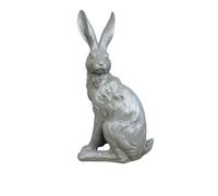 Rustic Garden Decorative Resin Rabbit Statue, Grey Sitting Hare Ornament, 30 x 15 x 12 cm, Indoor Home Decor