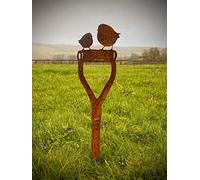 Rustic Garden Fork Shovel Spade Animal Art Robin Owl Squirrel Wren Magpie Kingfisher Butterfly Garden Yard Art Metal Garden Stake