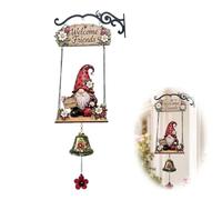 Rustic Garden Gnome Bell,Bee Sunflower Gnome Welcome Bell