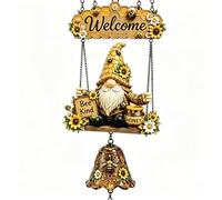 Rustic Garden Gnome Bell, Welcome Bell Wall Hanging Decor (Bees)