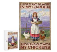 Rustic Garden Puzzle for Adults - 1000 pcs Wooden Puzzle with Chickens and Plants - Relaxing Farm-Themed Decor and Gift Idea