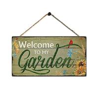 Rustic Garden Signs Vintage Welcome to My Garden Hanging Plaque Moms Dads Herb Plants Welcome Signs by 6''x11.5''