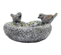 Rustic Geometric Outdoor Bird Bath Featuring Hummingbird Feeding Section For Garden Terrace Or Yard Decoration Using Synthetic Resin