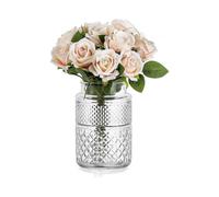 Rustic glass flower vases, small wide-mouth table vases for wedding and dining room decoration