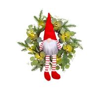 Rustic GNOME Wreath - Artificial Christmas Ornament, Festive Decorative Garland, Handmade Hanging Wreath, Vibrant Holiday Design | for Window Door, Home Office,