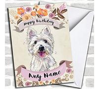 Rustic Gold Dog Westie West Highland Terrier Customised Birthday Greetings Card- Birthday Cards/Animals, Wildlife & Pets Cards | Birthday Card | Animals, Wildlife & Pets Card