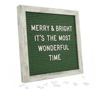 Rustic Green Felt Letter Board 25x25cm with 336 Letters - Changeable Letter Board for Classroom, Teacher Display & Learning Corner - Felt Message Board with Stand and Wooden Frame
