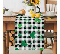 Rustic Green Shamrock Table Runner 70 Inches Long,Table Runners Kitchen Dining Tables Decoration, St. Patrick's Day Buffalo Check Tables Runner for Home Party Wedding Dresser Scarf