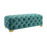 Rustic Green Upholstered Bed End BenchButton Tufted Entryway Stool Fabric Footrest Bedroom Seating 80x45x40cmStylish Home Decor Accent