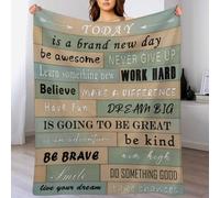 Rustic Green Wood Plank Inspirational Quote Flannel Throw Blanket Ultra-Soft Cozy Plush Blankets for Couch Chair Bedroom Living Room Air Conditioning Room 50"x60"
