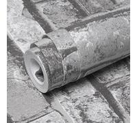 Rustic Grey Brick Wallpaper - 3D Brick & Stone Pattern Effect - Non-Woven Fabric - Industrial Anti-Fouling Texture - Vintage Slate for Living Room, Bedroom, Fireplace