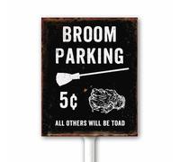 Rustic Halloween Decor Broom Paking 5 Cent Yard Sign With Stake Toad Signs Funny Halloween Night Party Decor Aluminum Sign Retro Fall Decoration 20x30 CM