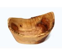 Rustic Hand Carved Bowl - Handcrafted Olive Wood Bowl | Unique Natural Grain Wooden Snack Bowl for Nuts Seeds Dried Fruits Olives Salsa - Rustic Artisan Kitchen Decor (18 cm)