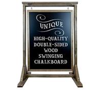 Rustic Handcrafted Chalkboard Sign: Uniquely Designed Wooden Sidewalk Sign Message Board with Double Sided Display. Alternative to A-Frame & Sandwich Board Signs. Use Chalk or Liquid Chalk Markers.