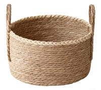 Rustic Handcrafted Grass Basket for Storing For Plants Laundry Snacks and Small Household Items with Air Circulating Natural Fiber Weave (Large)