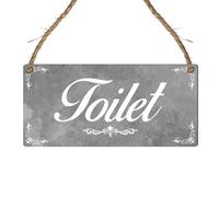 Rustic Hanging Bathroom Door Sign - Private, The Bathroom, The Poo, The Powder Room, Toilet, WC - Funny & Elegant Toilet Plaque, Guest Restroom, B&B (Toilet, Large: 29 cm (H) × 13.5 cm (W))