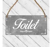 Rustic Hanging Bathroom Door Sign - Private, The Bathroom, The Poo, The Powder Room, Toilet, WC - Funny & Elegant Toilet Plaque, Guest Restroom, B&B (Toilet, Small: 19 cm (H) × 9 cm (W))