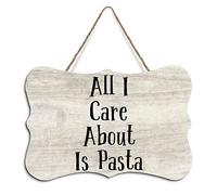 Rustic Hanging Wood Sign All I Care About Is Pasta Wooden Plaque Sign Home Wall Art Decor for Living Room Bedroom Farmhouse Office 4"x6"