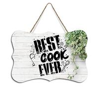 Rustic Hanging Wood Sign Best Cook Ever Wooden Plaque Sign Home Wall Art Decor for Living Room Bedroom Farmhouse Office 8"x10"