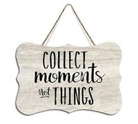 Rustic Hanging Wood Sign Collect Moments Not Things Wooden Plaque Sign Home Wall Art Decor for Living Room Bedroom Farmhouse Office 4"x6"