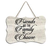Rustic Hanging Wood Sign Friends Are The Family We Choose Wooden Plaque Sign Home Wall Art Decor for Living Room Bedroom Farmhouse Office 8"x10"