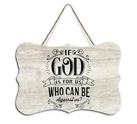 Rustic Hanging Wood Sign If God Is for Us Who Can Be Against Us Wooden Plaque Sign Home Wall Art Decor for Living Room Bedroom Farmhouse Office 8"x10"