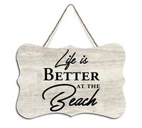 Rustic Hanging Wood Sign Life is Better at the Beach Wooden Plaque Sign Home Wall Art Decor for Living Room Bedroom Farmhouse Office 4"x6"