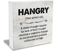 Rustic Hangry Definition Wood Box Sign Farmhouse Home Kitchen Desk Shelf Decor Home Office Shelf Table Decor 5x5 Inches