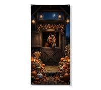 Rustic Harvest Horse Stable Scene Autumn Door Covers 36x72 Inch