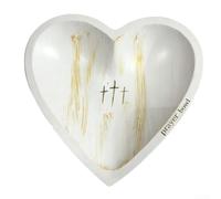 Rustic Heart Shaped Prayer Bowl, Handmade Wooden Dish for Reflection and Blessings, Religious Present for Church and Home Use(White)