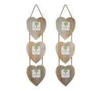 Rustic Hearts Hanging 3 Photo Frames - 4 x 4" - Natural - Pack of 2 Nicola Spring Natural One Size