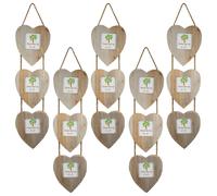 Rustic Hearts Hanging 3 Photo Frames - 4 x 4" - Natural - Pack of 5 Nicola Spring Natural One Size