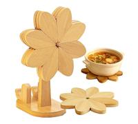 Rustic Heating Pad, Portable Wooden Coaster, Windmill Style Tablecloth with Built-in Stand, Wooden Hot Plate Mat with Non-Slip Function, Table Decor p