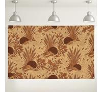 Rustic Hedgehog Harvest Pattern Autumn Backdrop Banner 71x43 Inch | Woodland Theme, Photography Backdrop, Wheat Stalks, Rustic Botanical, Harvest Season Decor, Vintage Illustration Style