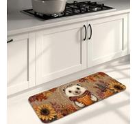 Rustic Hedgehog Kitchen Mats for Floor, Fanciful Sunflower Soft Mats, Cushioned Comfort Washable Non Slip Decor Rugs for Kitchen Sinks Laundryroom Bathroom 16x47 Inch