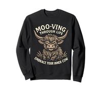 Rustic Highland Cow Folk Art Funny Farm Scottish Heritage Sweatshirt