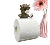 Rustic Highland Cow Toilet Roll Holder - Novelty Wall Mounted Kitchen Paper Towel Rack - Cute Yak Wooden Loo Roll Holder, Creative Bathroom Decor, Fits Most Rolls