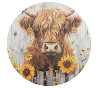 Rustic Highlander White Placemats 15.4 Inch Round Placemats Indoor/Outdoor Vinyl Place Mat for Dining Table Set of 4