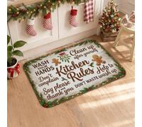 Rustic Holiday Quotes Pine Cone Christmas Kitchen Rugs 16x24 Inch | Rustic Wood Texture, Kitchen Mats For Floor, Seasonal Botanical Accents, Kitchen-themed Quotes, Cozy Home Atmosphere